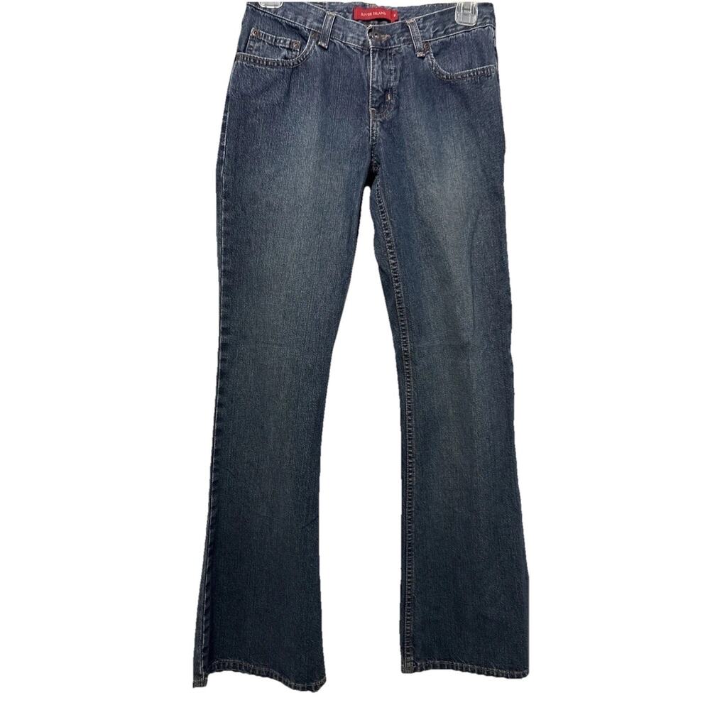 Vintage Y2K RIVER ISLAND Jeans Size 8 Medium Wash Denim Bootleg Low Rise
